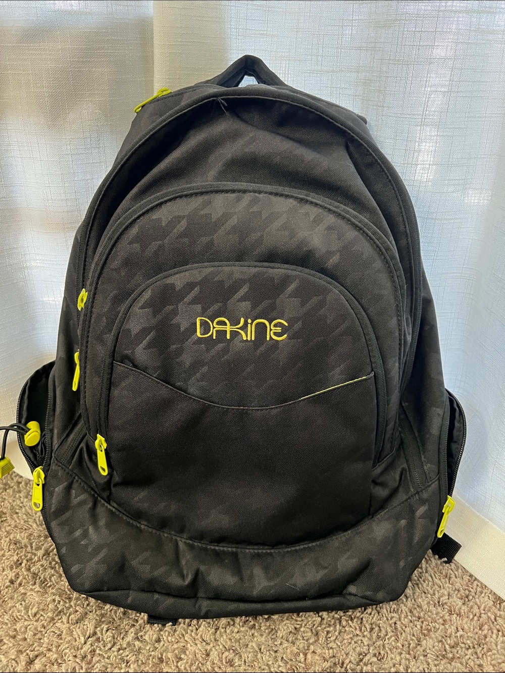 Dakine Black Backpack with Yellow Accents